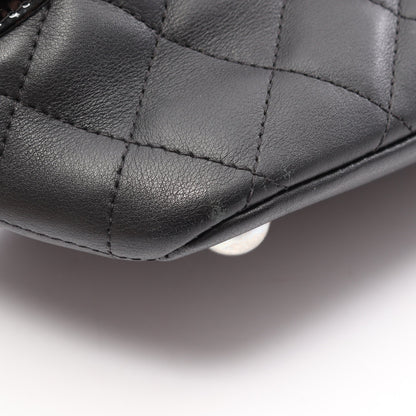 カンボンライン ラージ ショルダーバッグ トートバッグ レザー エナメル ブラック シルバー金具 シャネル バッグ CHANEL