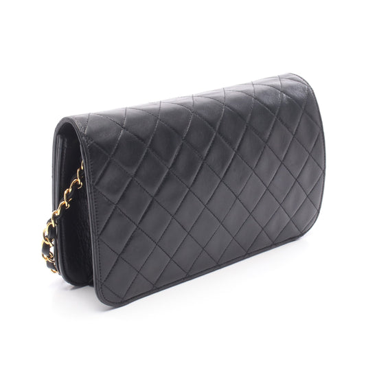 マトラッセ フルフラップ チェーンショルダーバッグ ラムスキン ブラック ゴールド金具 シャネル バッグ CHANEL