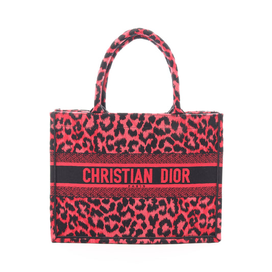 BOOK TOTE ブックトート ミディアム レオパード柄 ハンドバッグ トートバッグ キャンバス ピンクレッド ブラック クリスチャンディオール バッグ Christian Dior