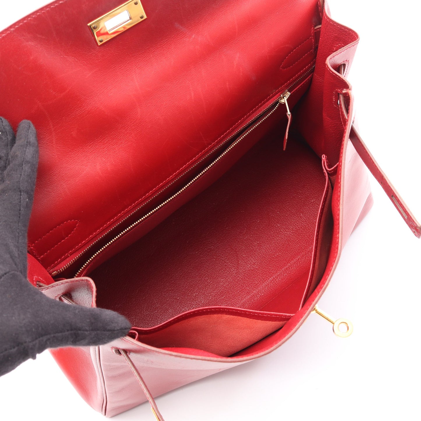 ケリー32 内縫い 2WAY ハンドバッグ タデラクト レッド ゴールド金具 □F刻印 エルメス バッグ HERMES