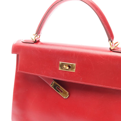 ケリー32 内縫い 2WAY ハンドバッグ タデラクト レッド ゴールド金具 □F刻印 エルメス バッグ HERMES