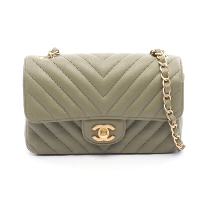ミニマトラッセ20 チェーンショルダーバッグ レザー カーキグリーン ゴールド金具 シャネル バッグ CHANEL
