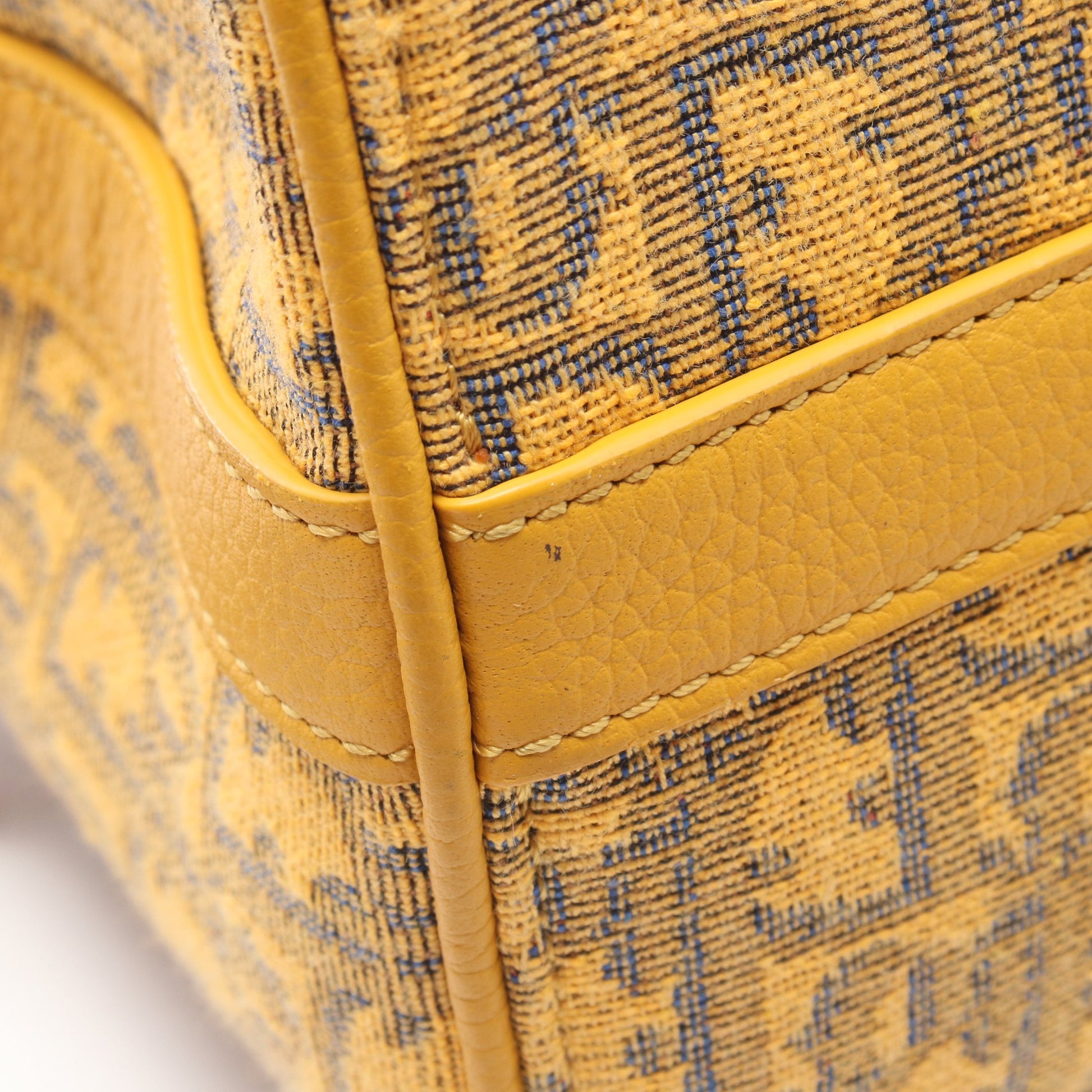 ランゴ 26 オブリーク 2WAY ハンドバッグ キャンバス レザー イエロー ネイビー クリスチャンディオール バッグ Christian Dior