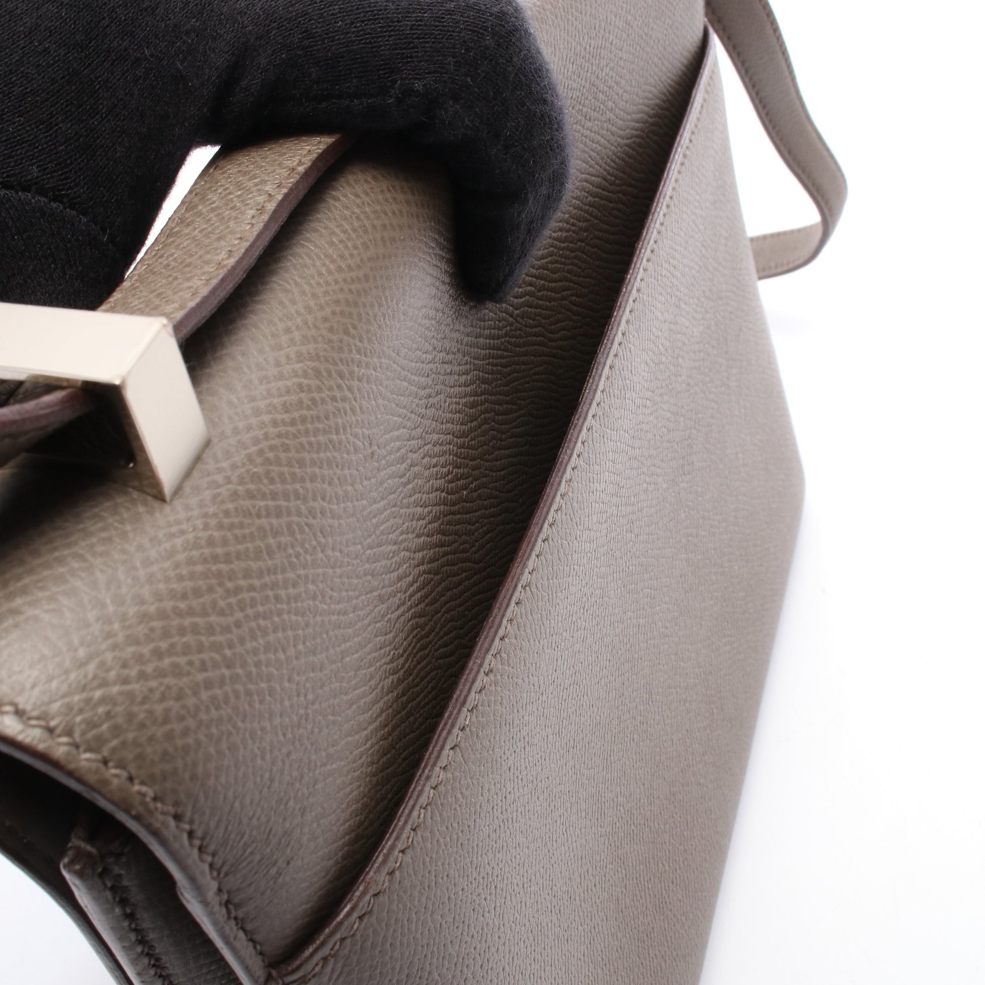 ヴェルー23 エタン ショルダーバッグ ヴォーエプソン グレーブラウン シルバー金具 C刻印 エルメス バッグ HERMES