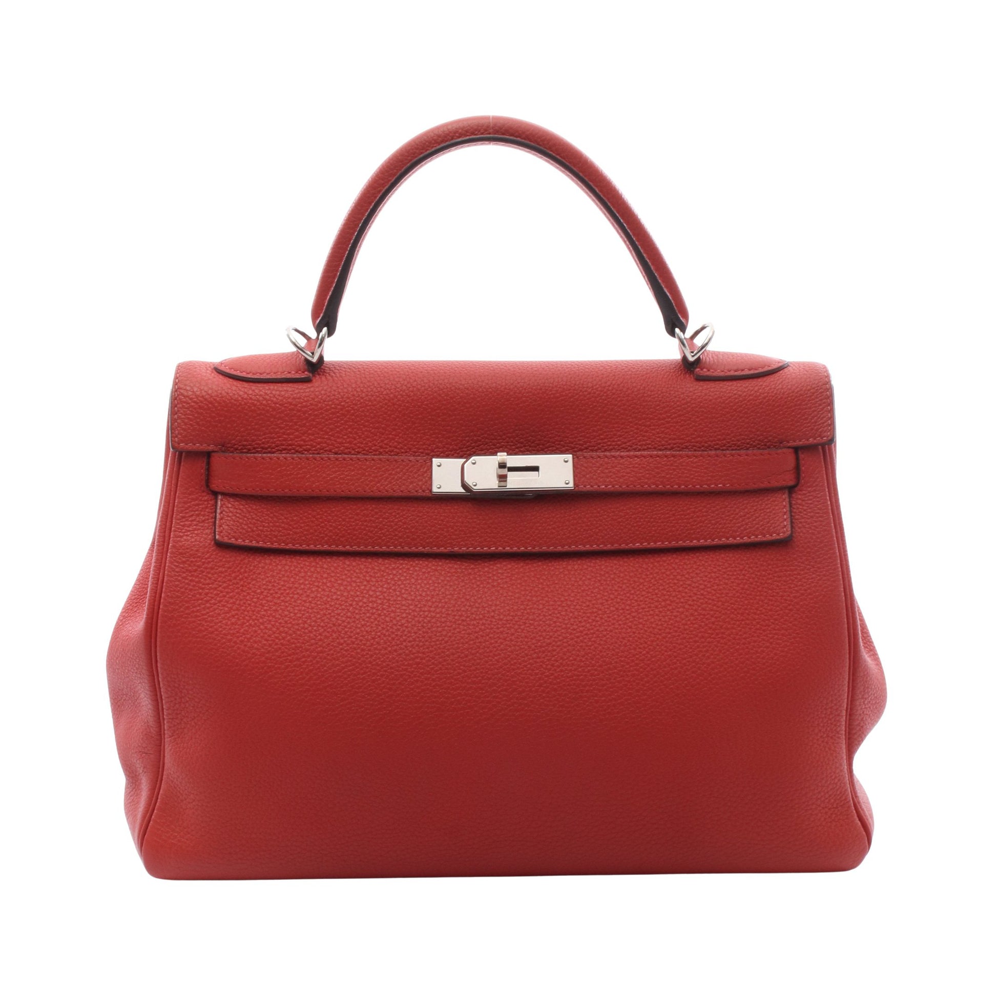 ケリー32 ルージュカザック 内縫い 2WAY ハンドバッグ トゴ レッド シルバー金具 T刻印 エルメス バッグ HERMES