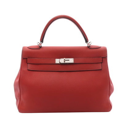 ケリー32 ルージュカザック 内縫い 2WAY ハンドバッグ トゴ レッド シルバー金具 T刻印 エルメス バッグ HERMES