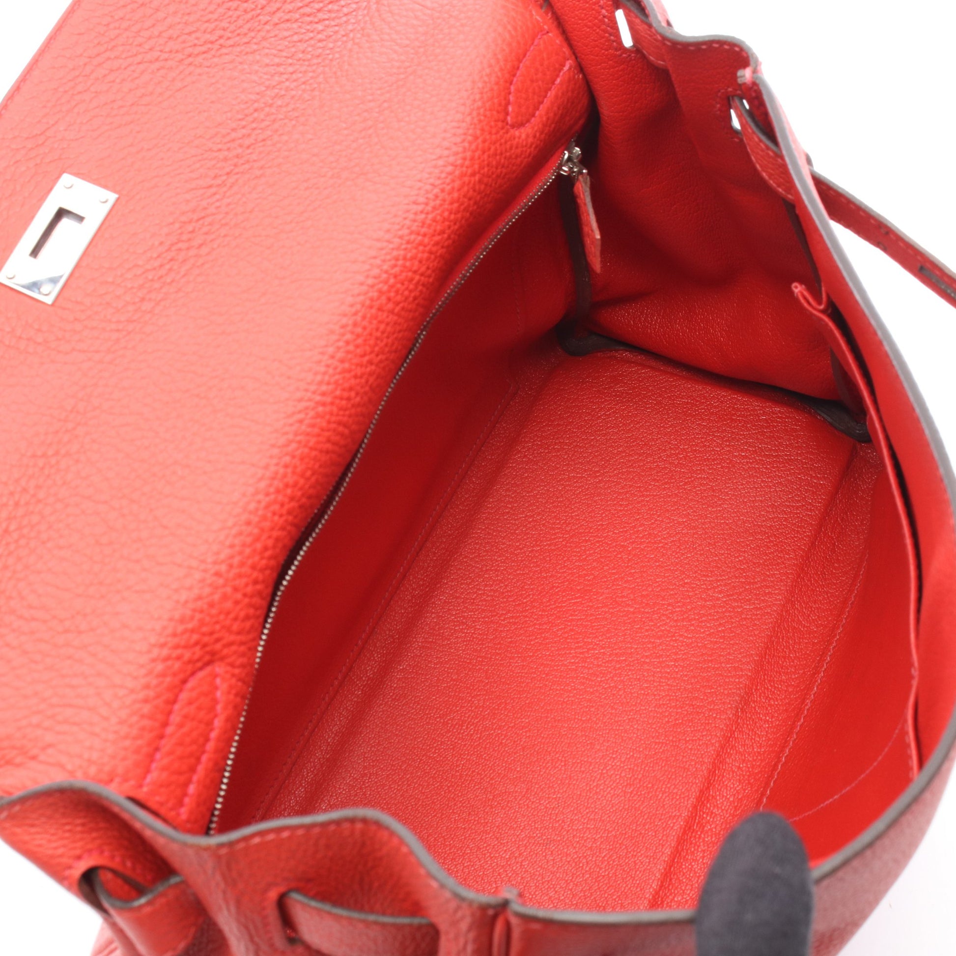 ケリー32 ルージュカザック 内縫い 2WAY ハンドバッグ トゴ レッド シルバー金具 T刻印 エルメス バッグ HERMES