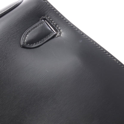ケリー28 外縫い 2WAY ハンドバッグ ボックスカーフ ブラック ゴールド金具 ○T刻印 エルメス バッグ HERMES