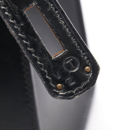 ケリー28 外縫い 2WAY ハンドバッグ ボックスカーフ ブラック ゴールド金具 ○T刻印 エルメス バッグ HERMES