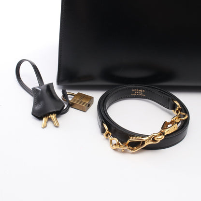 ケリー28 外縫い 2WAY ハンドバッグ ボックスカーフ ブラック ゴールド金具 ○T刻印 エルメス バッグ HERMES