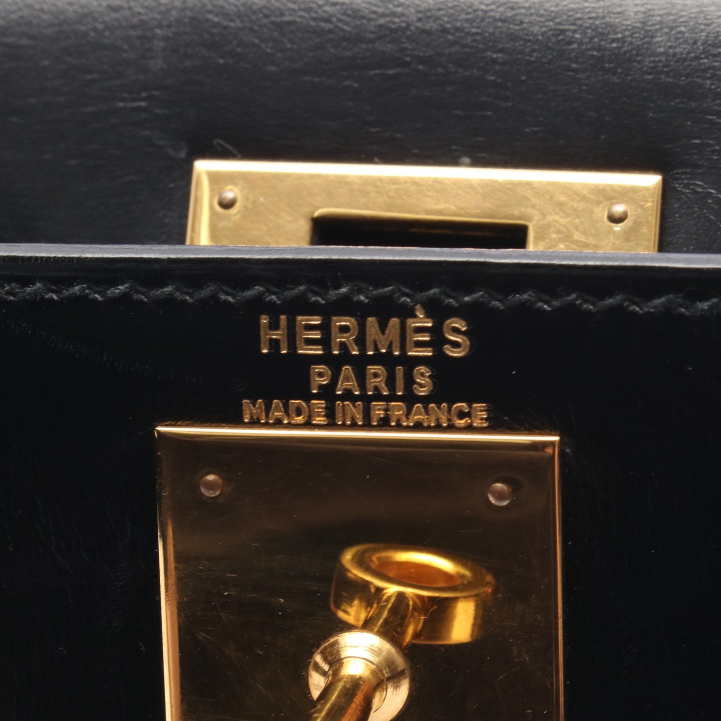 ケリー28 外縫い 2WAY ハンドバッグ ボックスカーフ ブラック ゴールド金具 ○T刻印 エルメス バッグ HERMES