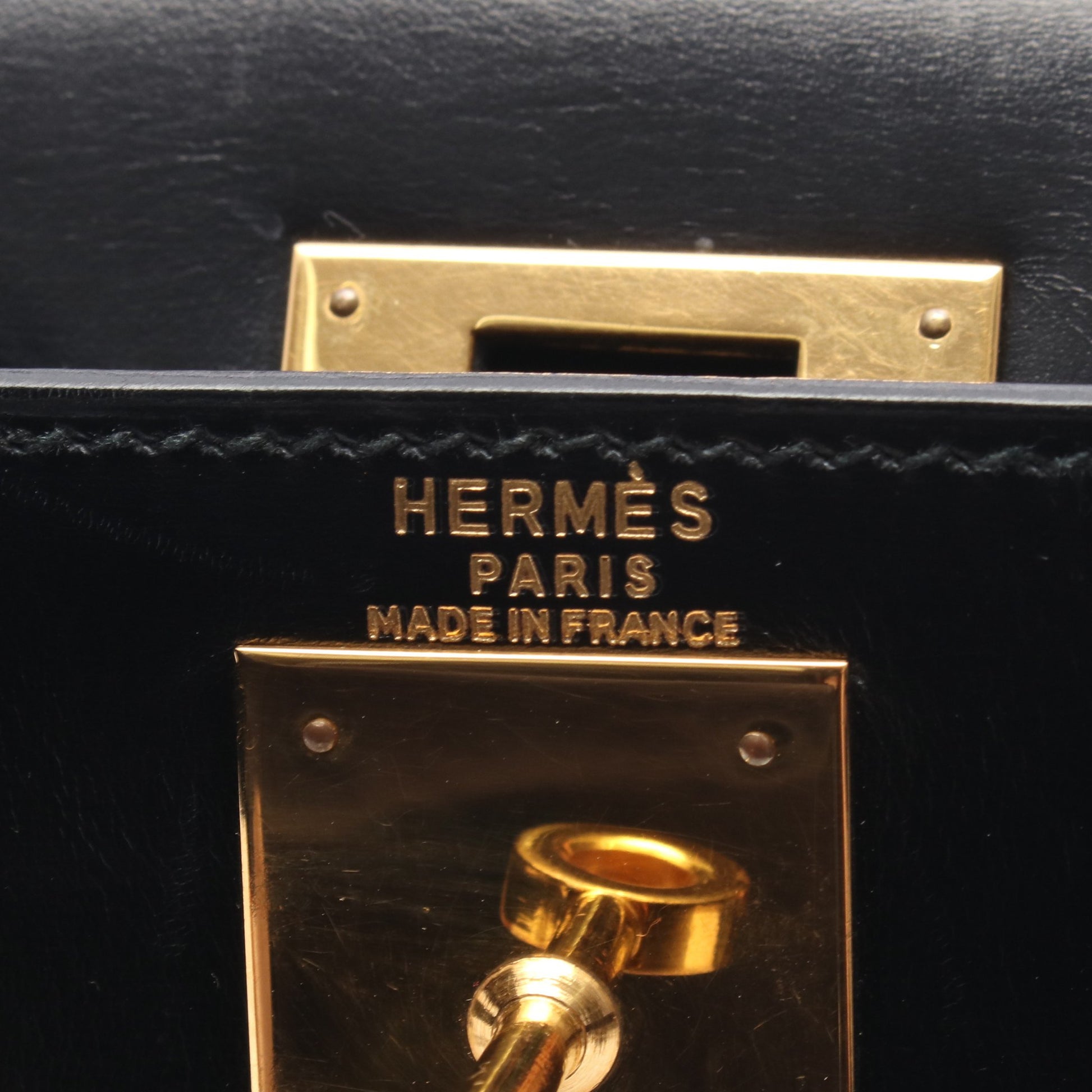 ケリー28 外縫い 2WAY ハンドバッグ ボックスカーフ ブラック ゴールド金具 ○T刻印 エルメス バッグ HERMES