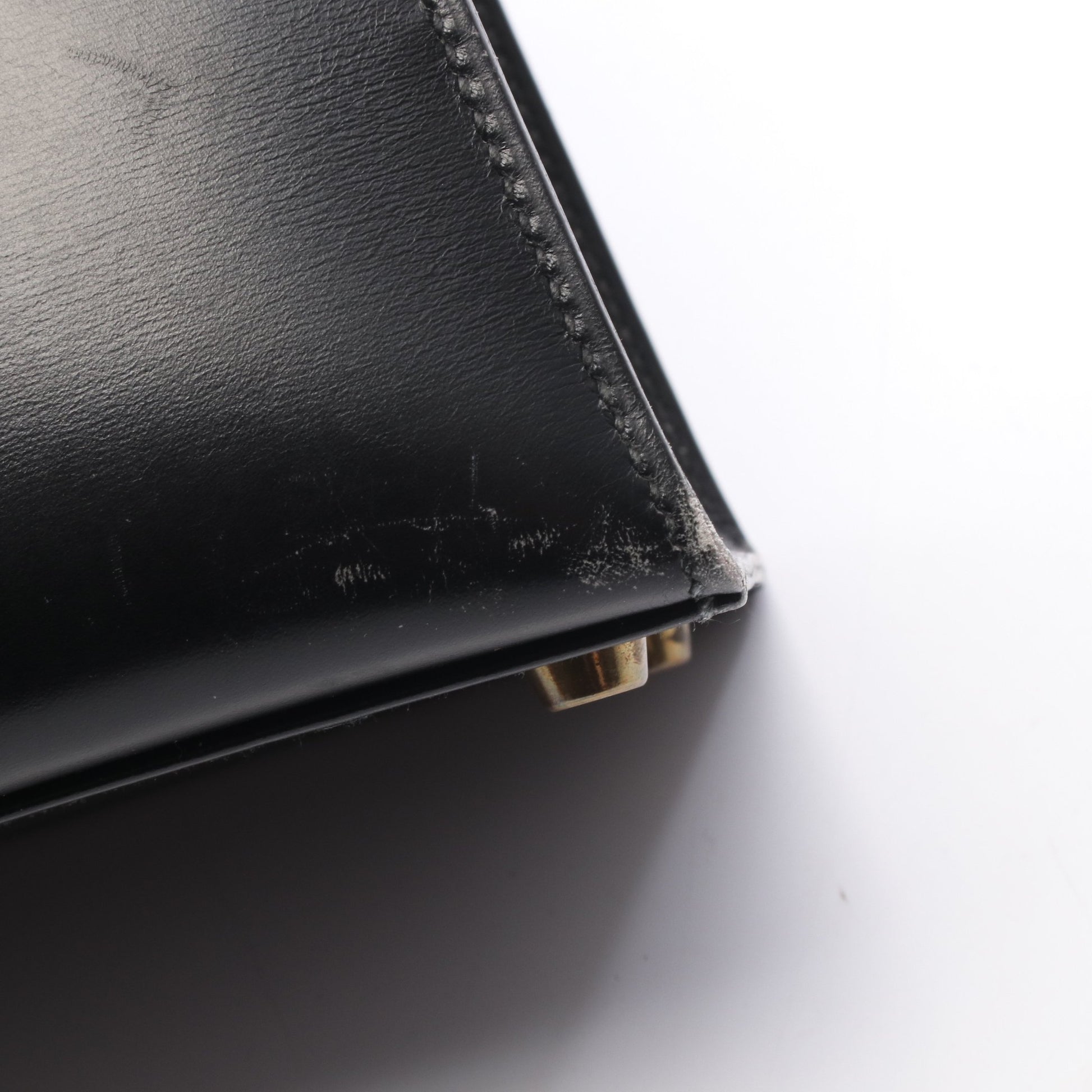 ケリー28 外縫い 2WAY ハンドバッグ ボックスカーフ ブラック ゴールド金具 ○T刻印 エルメス バッグ HERMES