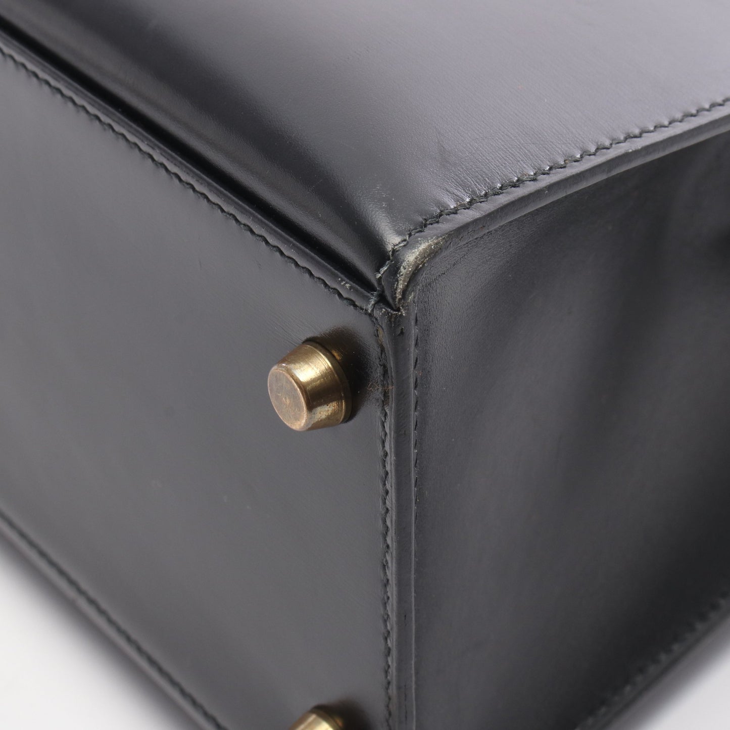 ケリー28 外縫い 2WAY ハンドバッグ ボックスカーフ ブラック ゴールド金具 ○T刻印 エルメス バッグ HERMES