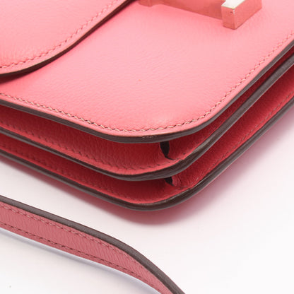 コンスタンス3 ミニ ローズエテ ショルダーバッグ エバーカラー ピンク シルバー金具 D刻印 エルメス バッグ HERMES