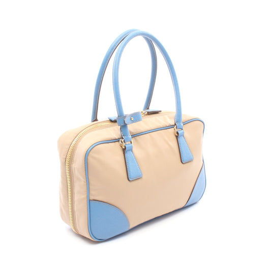 Re-Edition 1978 ミディアム 2WAY ハンドバッグ ナイロン サフィアーノレザー ベージュ ブルー プラダ バッグ PRADA