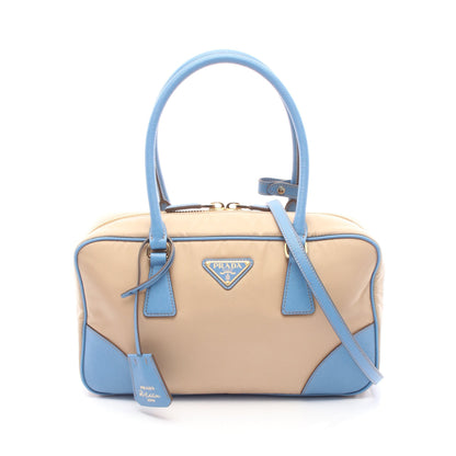 Re-Edition 1978 ミディアム 2WAY ハンドバッグ ナイロン サフィアーノレザー ベージュ ブルー プラダ バッグ PRADA