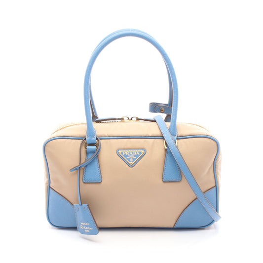 Re-Edition 1978 ミディアム 2WAY ハンドバッグ ナイロン サフィアーノレザー ベージュ ブルー プラダ バッグ PRADA