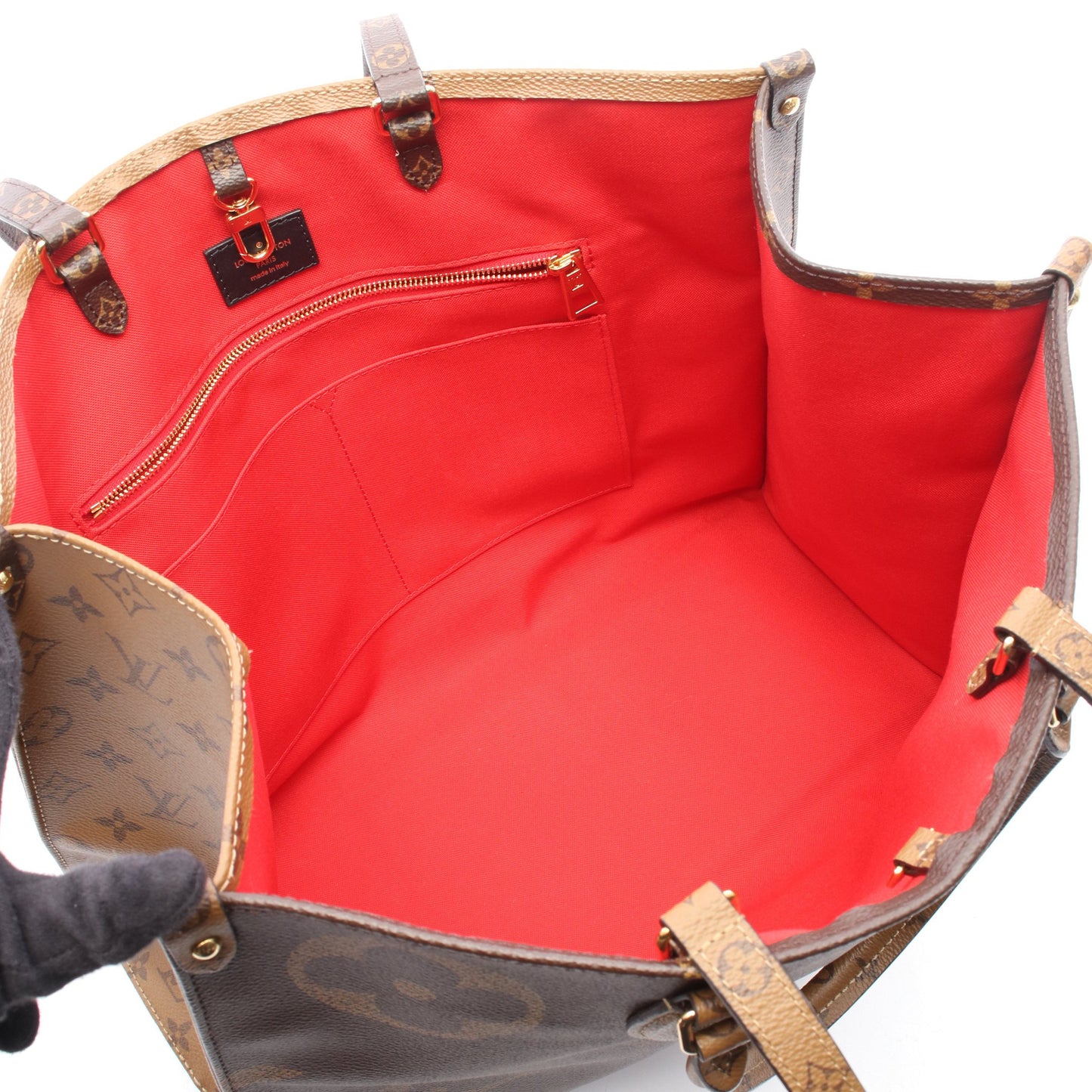 オンザゴーGM モノグラムジャイアント リバース ショルダーバッグ トートバッグ PVC ブラウン ベージュ ルイヴィトン バッグ LOUIS VUITTON