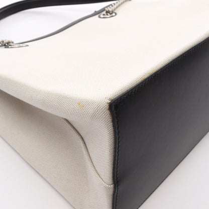 DUTY FREE TOTE M チェーンショルダーバッグ チェーントートバッグ キャンバス レザー ライトグレー ブラック バレンシアガ バッグ BALENCIAGA