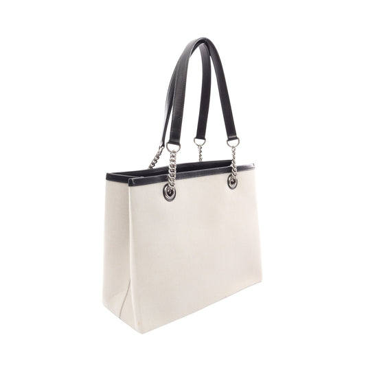 DUTY FREE TOTE M チェーンショルダーバッグ チェーントートバッグ キャンバス レザー ライトグレー ブラック バレンシアガ バッグ BALENCIAGA
