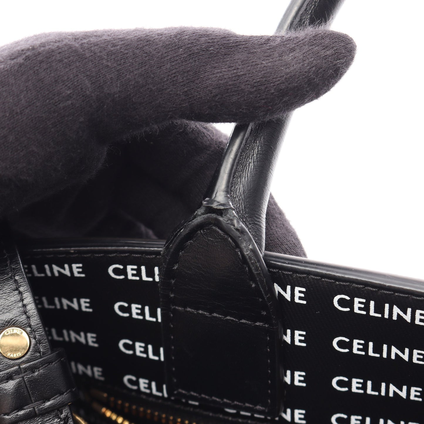 スモール バーティカル カバ トリオンフ 2WAY ハンドバッグ トートバッグ PVC レザー ブラック ホワイト セリーヌ バッグ CELINE