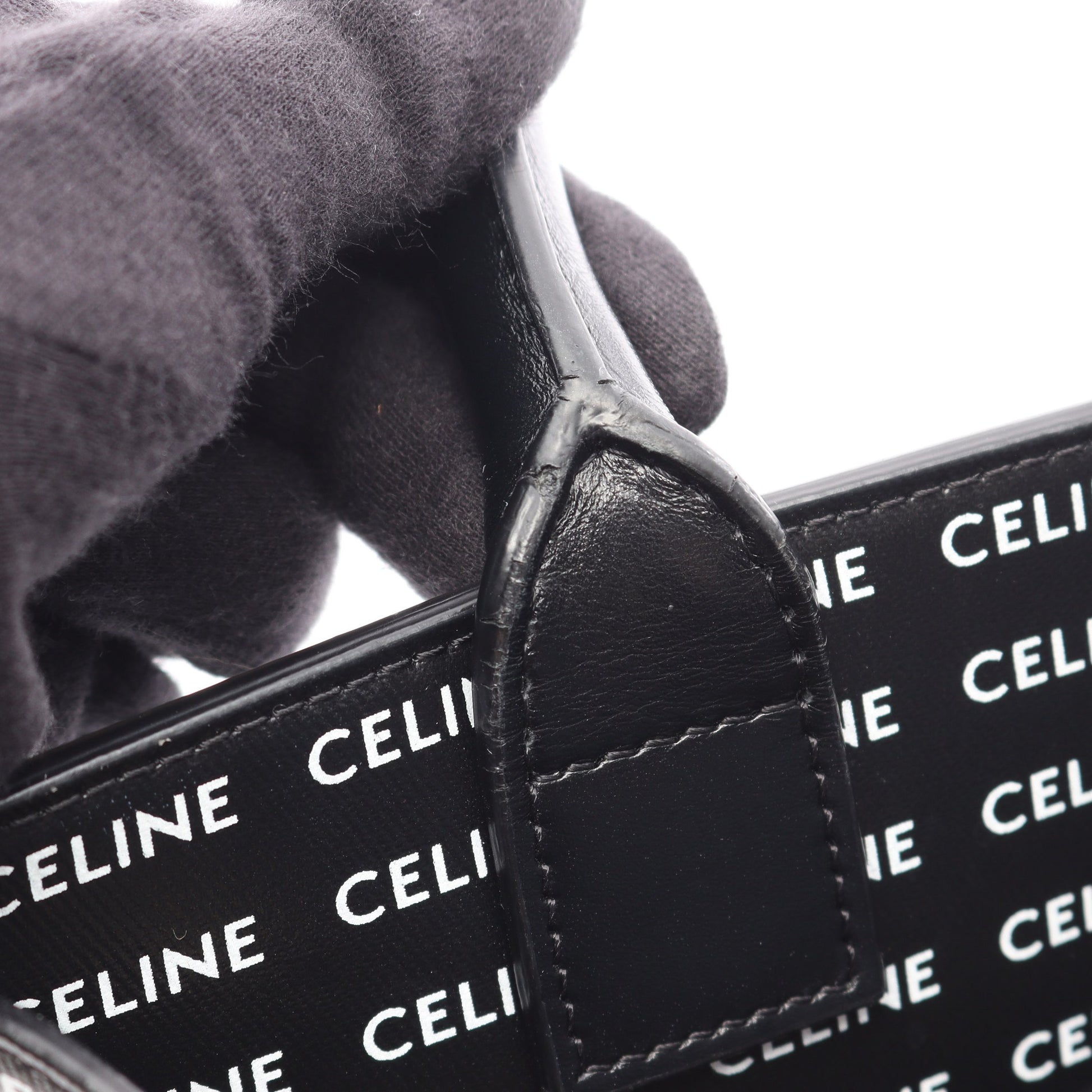 スモール バーティカル カバ トリオンフ 2WAY ハンドバッグ トートバッグ PVC レザー ブラック ホワイト セリーヌ バッグ CELINE