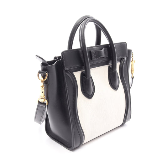 ラゲージ ナノショッパー 2WAY ハンドバッグ レザー ブラック ホワイト セリーヌ バッグ CELINE