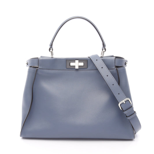 ピーカブー レギュラー 2WAY ハンドバッグ レザー ブルー フェンディ バッグ FENDI