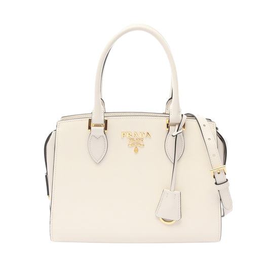 SAFFIANO + SOFT C 2WAY ハンドバッグ サフィアーノレザー レザー ホワイト プラダ バッグ PRADA