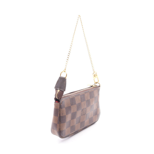 ミニポシェットアクセソワール ダミエエベヌ チェーンハンドバッグ PVC レザー ブラウン ルイヴィトン バッグ LOUIS VUITTON