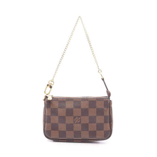 ミニポシェットアクセソワール ダミエエベヌ チェーンハンドバッグ PVC レザー ブラウン ルイヴィトン バッグ LOUIS VUITTON