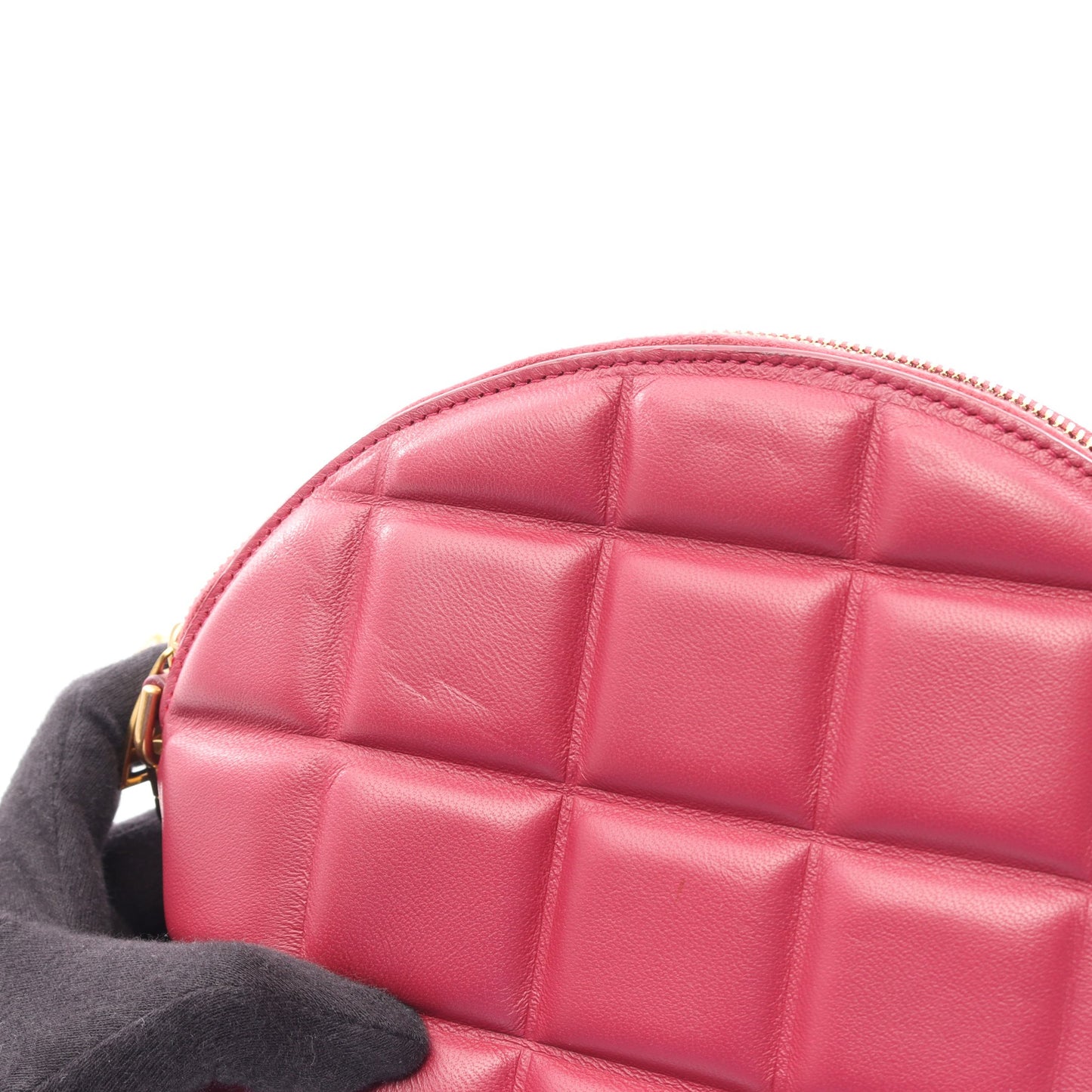パデッド ハーフムーン チェーンショルダーバッグ レザー ピンクパープル ボッテガヴェネタ バッグ BOTTEGA VENETA