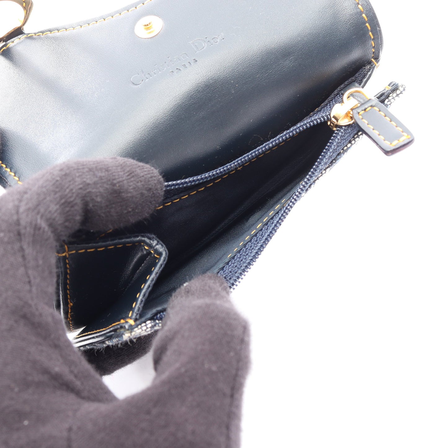 SADDLE サドル オブリーク コインケース キャンバス レザー ネイビー クリスチャンディオール