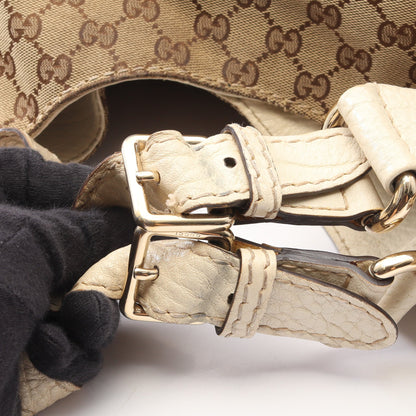 GGキャンバス ショルダーバッグ キャンバス レザー ベージュ アイボリー グッチ バッグ GUCCI