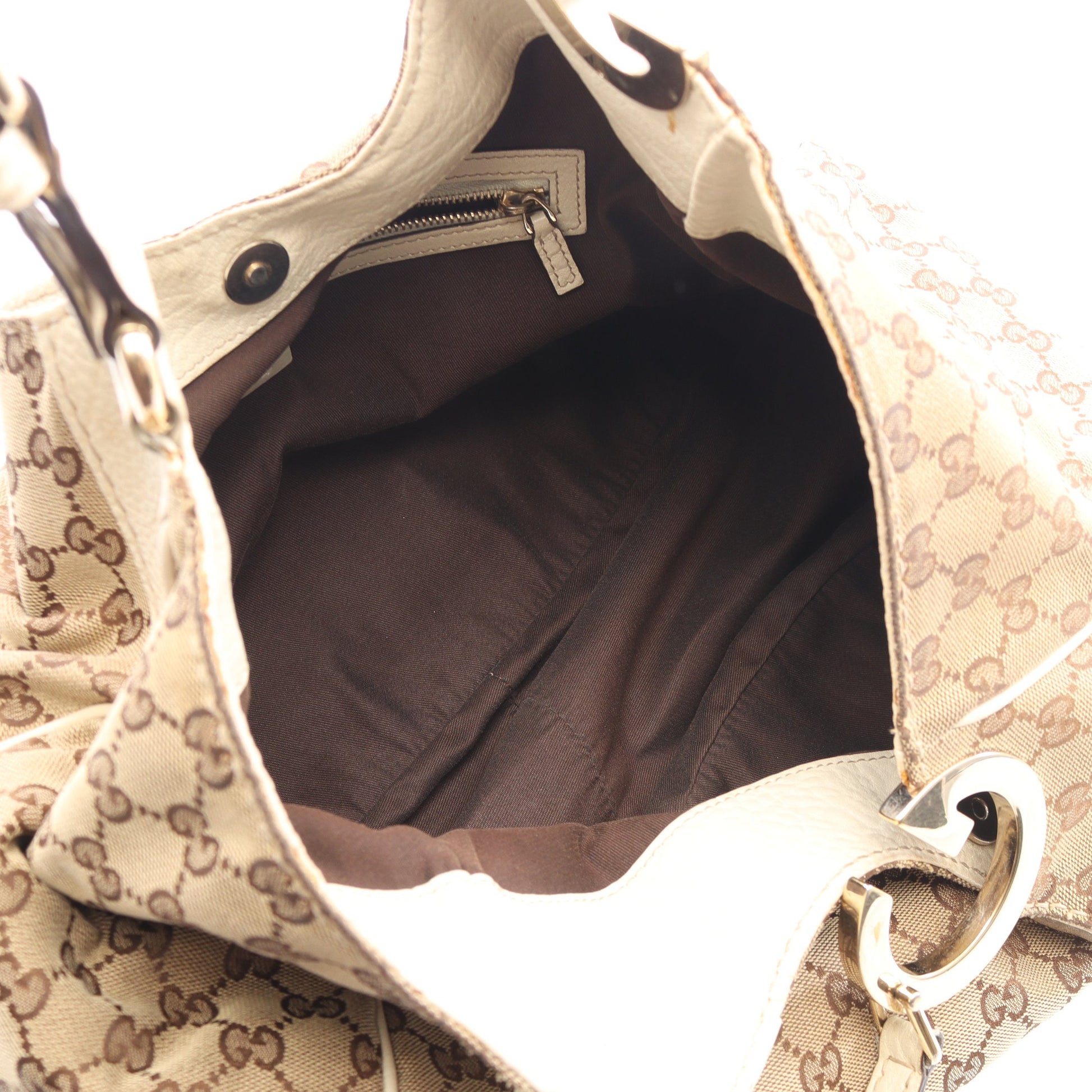GGキャンバス ショルダーバッグ キャンバス レザー ベージュ アイボリー グッチ バッグ GUCCI