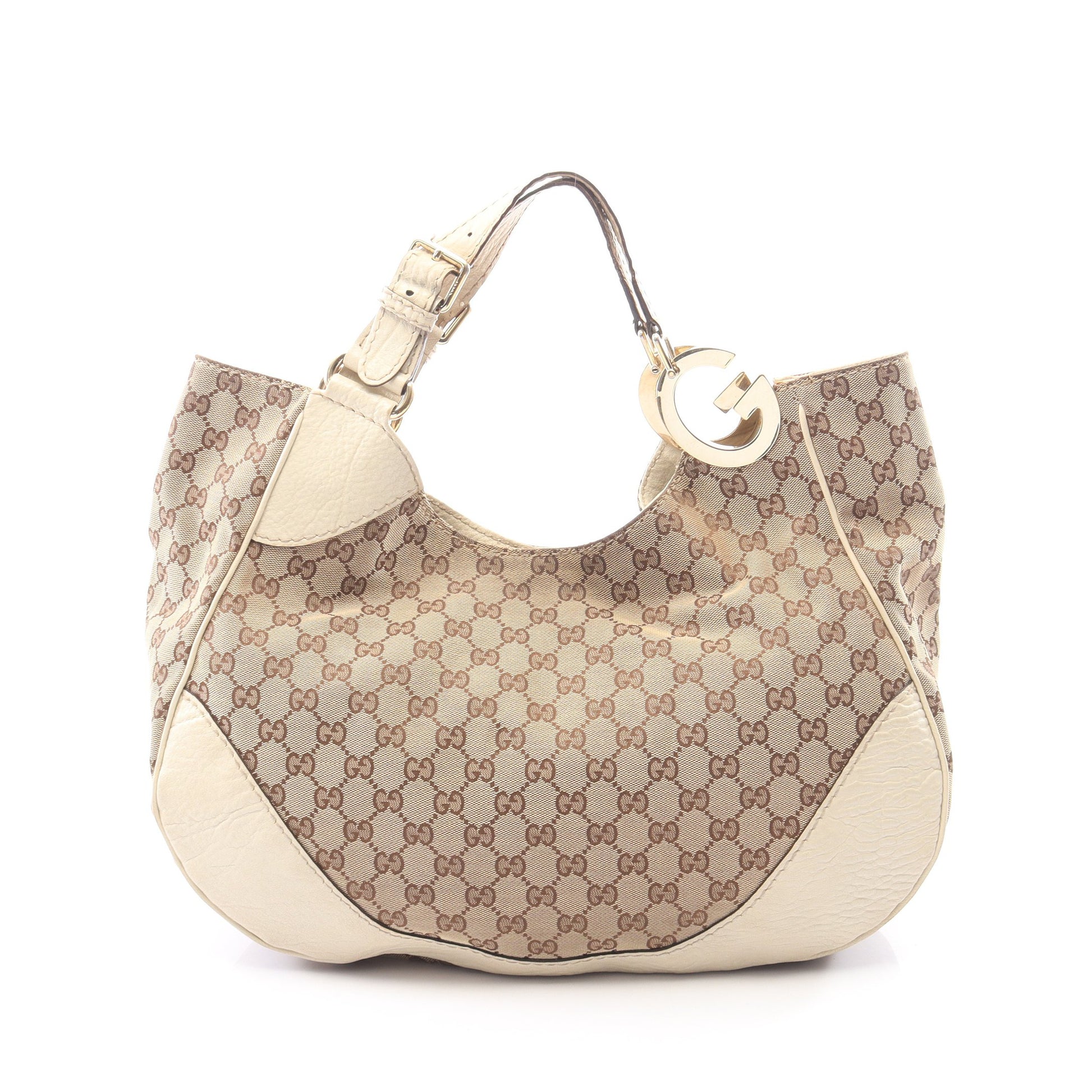 GGキャンバス ショルダーバッグ キャンバス レザー ベージュ アイボリー グッチ バッグ GUCCI