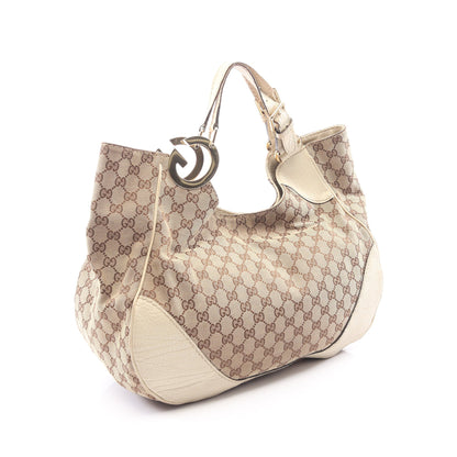 GGキャンバス ショルダーバッグ キャンバス レザー ベージュ アイボリー グッチ バッグ GUCCI