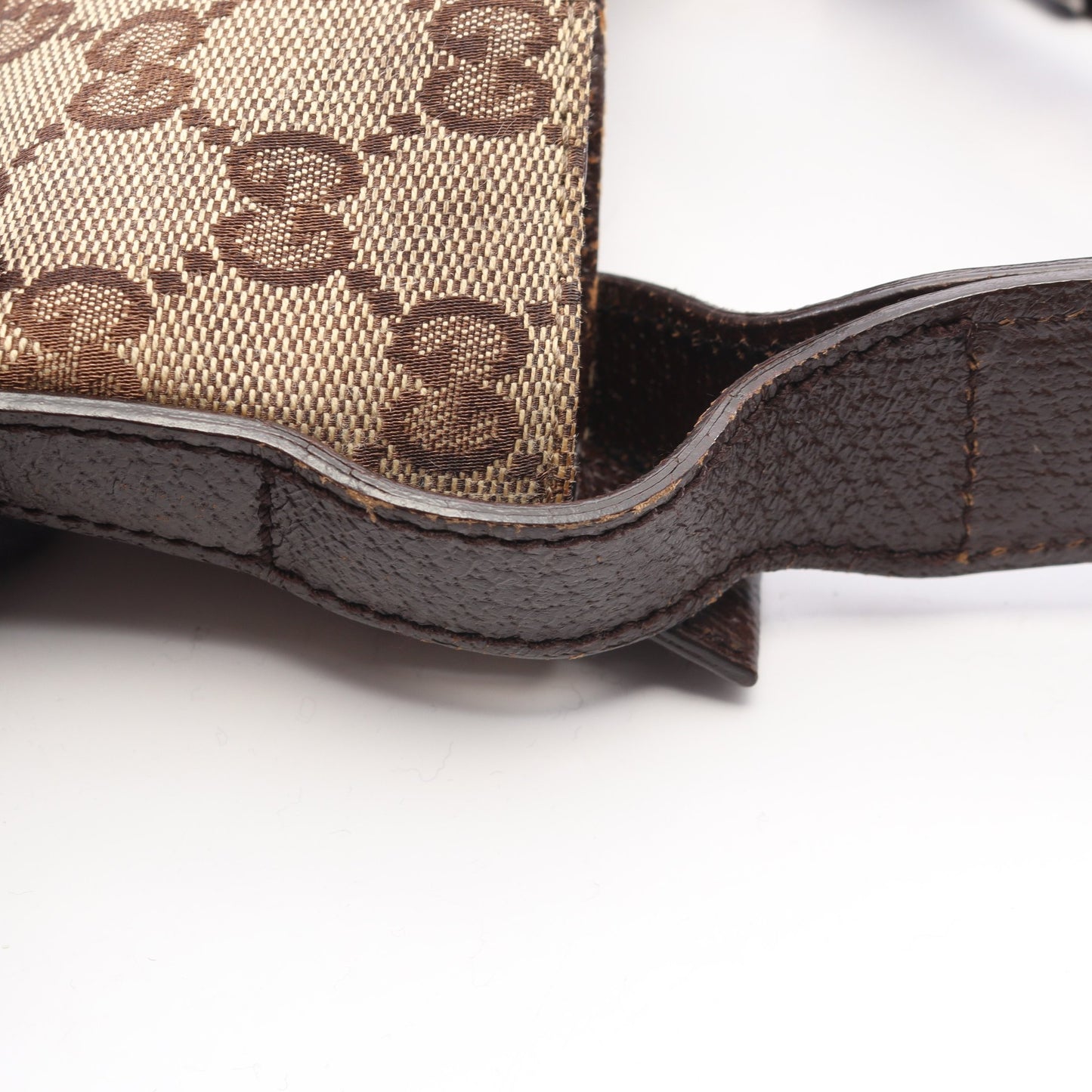 GGキャンバス ショルダーバッグ キャンバス レザー ベージュ ダークブラウン グッチ バッグ GUCCI