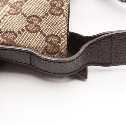 GGキャンバス ショルダーバッグ キャンバス レザー ベージュ ダークブラウン グッチ バッグ GUCCI