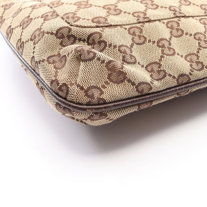 GGキャンバス ショルダーバッグ キャンバス レザー ベージュ ダークブラウン グッチ バッグ GUCCI