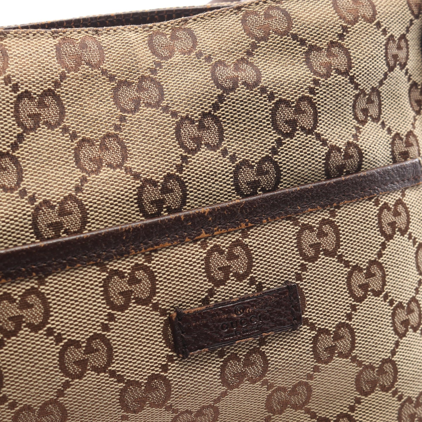 GGキャンバス ショルダーバッグ キャンバス レザー ベージュ ダークブラウン グッチ バッグ GUCCI