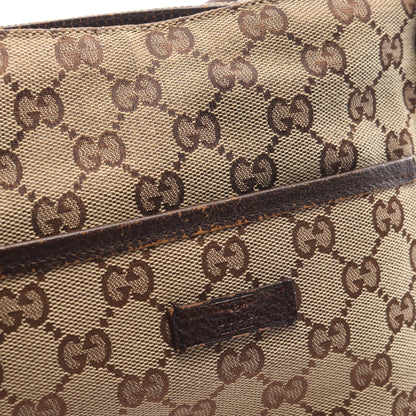 GGキャンバス ショルダーバッグ キャンバス レザー ベージュ ダークブラウン グッチ バッグ GUCCI