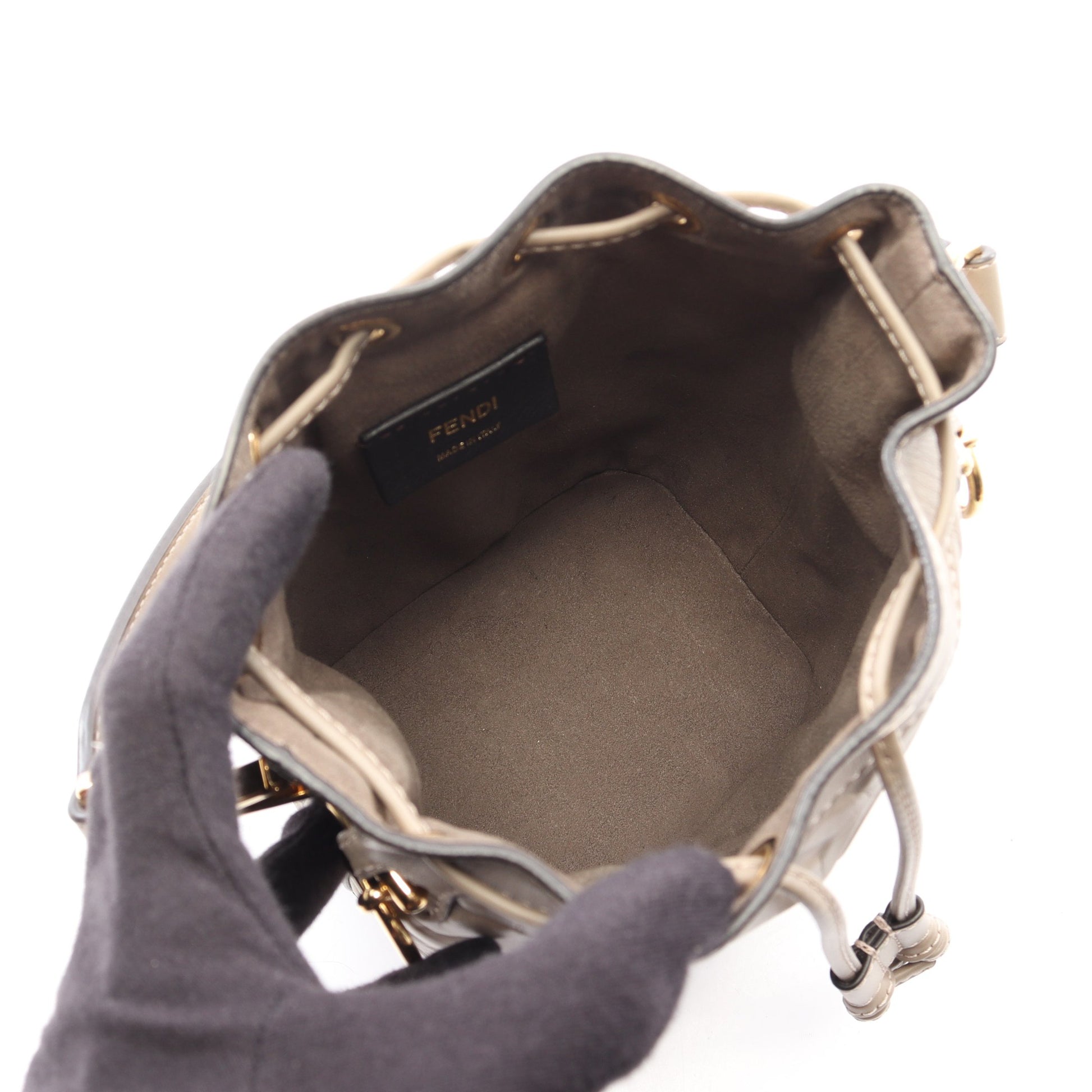 ミニ モン トレゾール 2WAY ハンドバッグ レザー グレーベージュ フェンディ バッグ FENDI