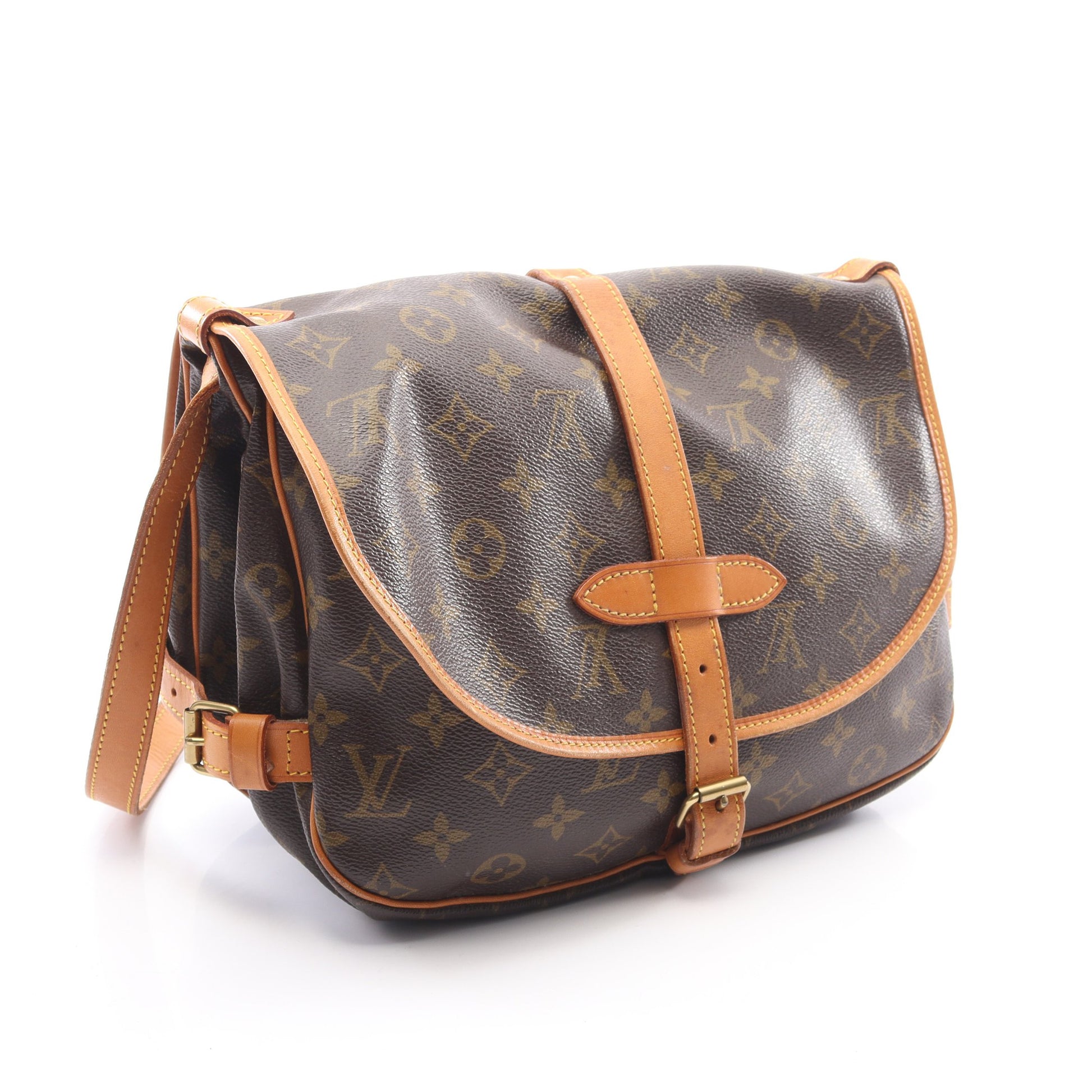 ソミュール30 モノグラム ショルダーバッグ PVC レザー ブラウン ルイヴィトン バッグ LOUIS VUITTON
