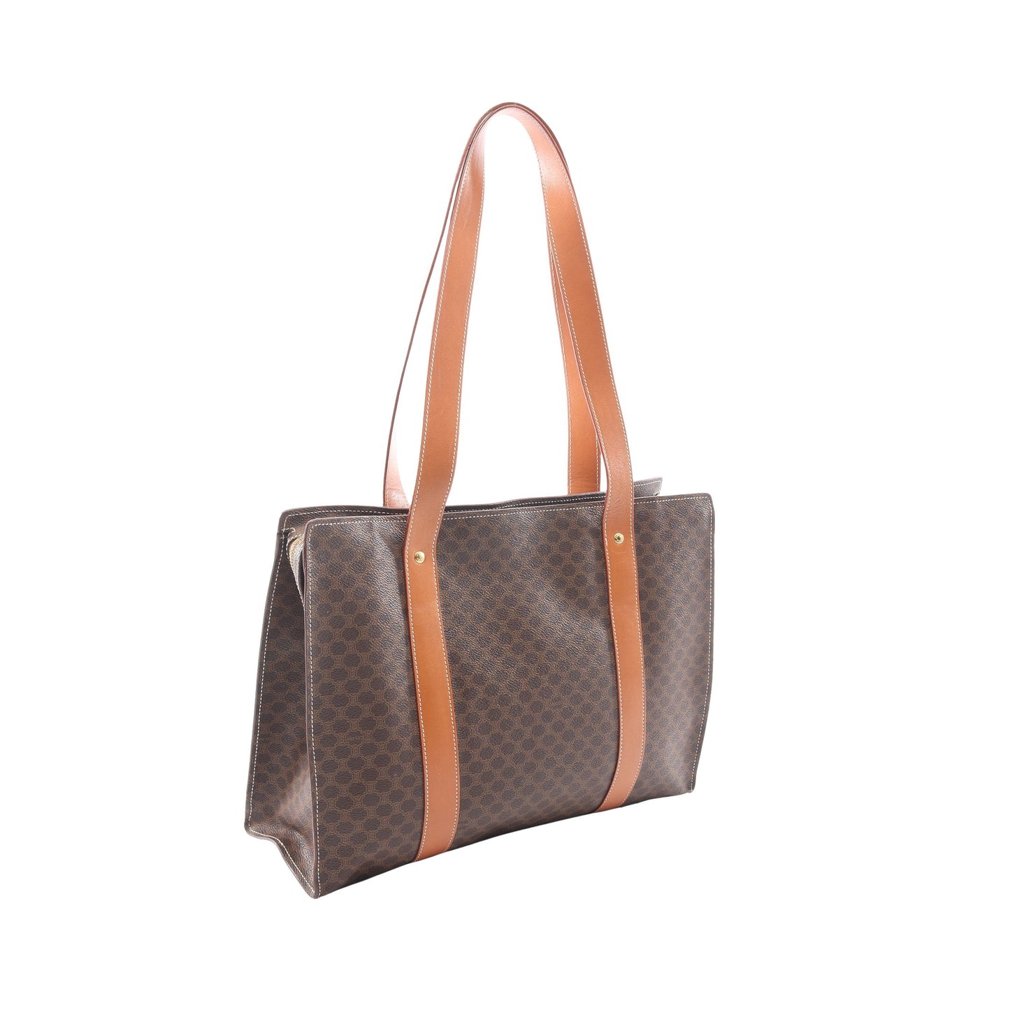 マカダム ショルダーバッグ トートバッグ PVC レザー ダークブラウン ライトブラウン セリーヌ バッグ CELINE