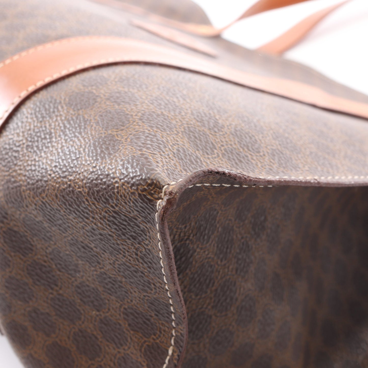 マカダム ショルダーバッグ トートバッグ PVC レザー ダークブラウン ライトブラウン セリーヌ バッグ CELINE