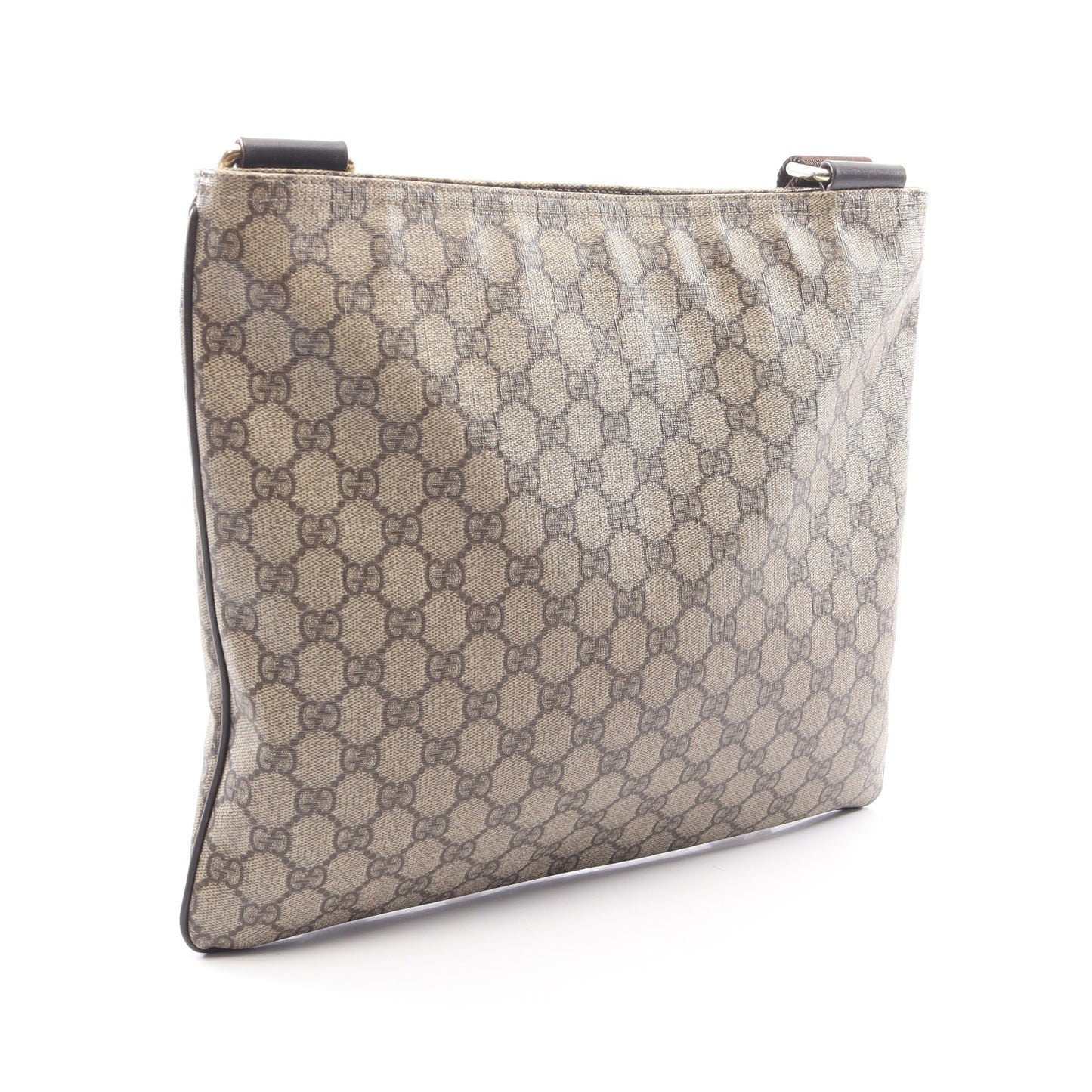 GGスプリーム ショルダーバッグ PVC レザー ベージュ ダークブラウン グッチ バッグ GUCCI