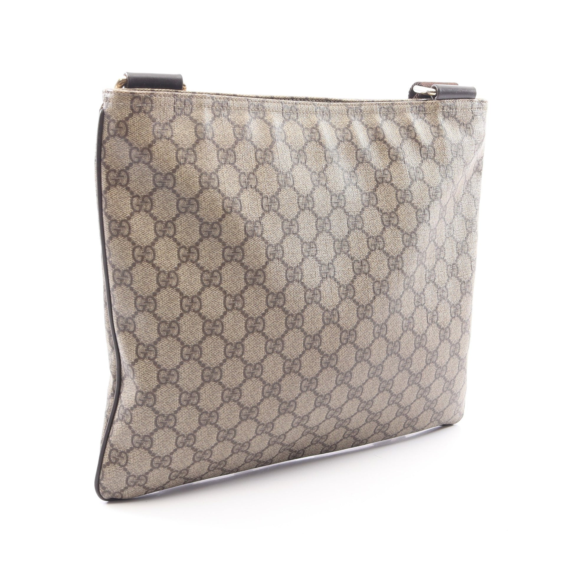 GGスプリーム ショルダーバッグ PVC レザー ベージュ ダークブラウン グッチ バッグ GUCCI