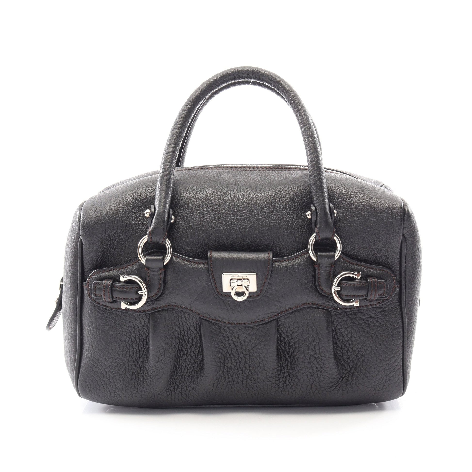 ガンチーニ ハンドバッグ レザー ブラック サルヴァトーレフェラガモ バッグ Salvatore Ferragamo